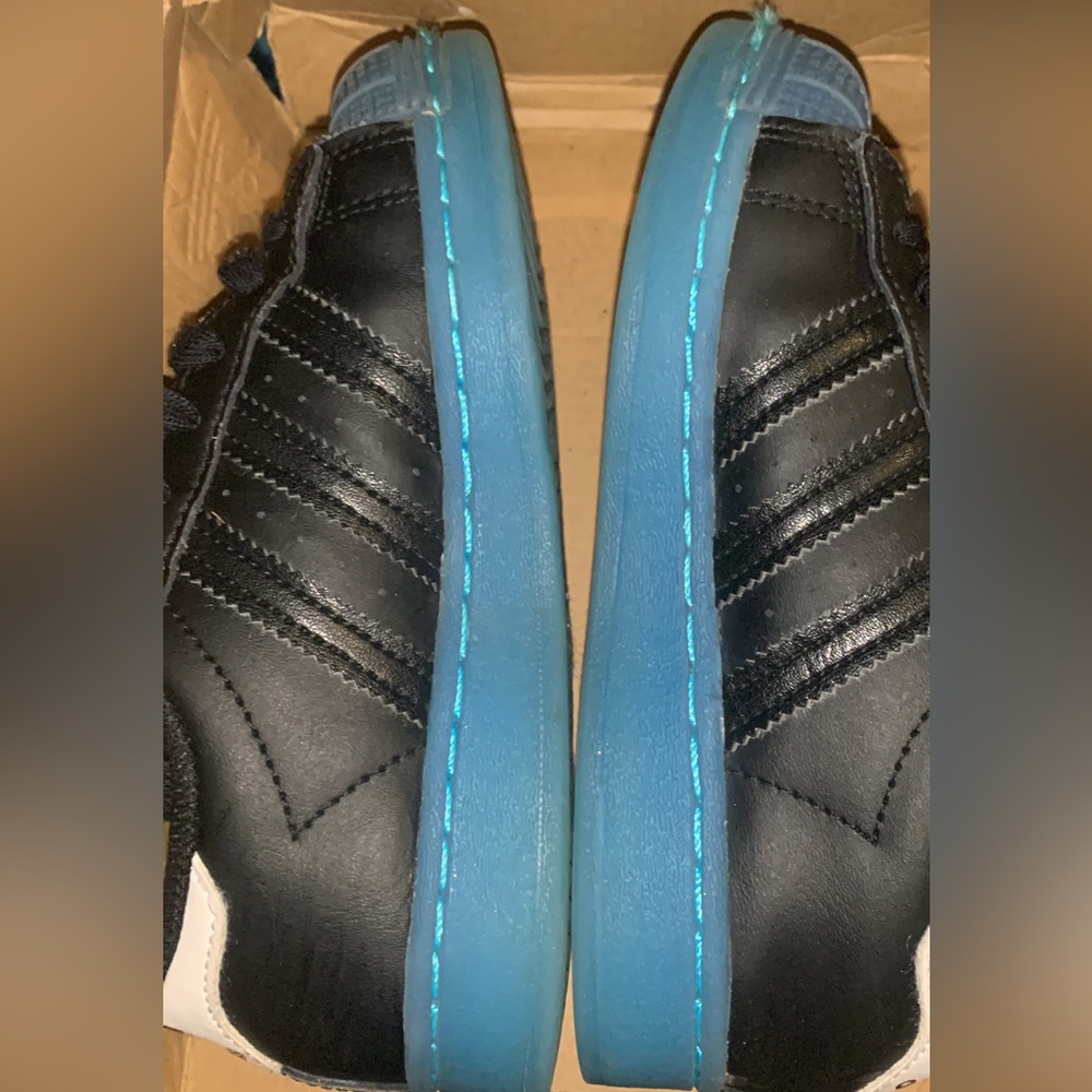 Black on blue addidas, Shell toe sneakers. Size 11.